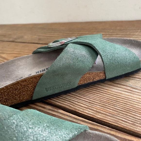 Birkenstock Siena Suede Leather Green Thyme sparkle Like New EU 37 / US 6.5 - 7 - Picture 12 of 16
